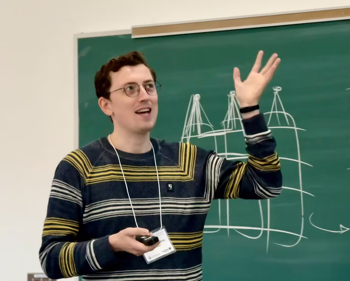 Maximilian Gorsky giving a mathematics talk
